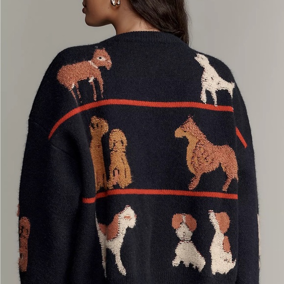 Anthropologie (Maeve) Dogs Tie-Front Cardigan - Picture 3 of 4